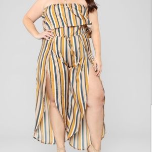 Striped Jumpsuit - Mustard